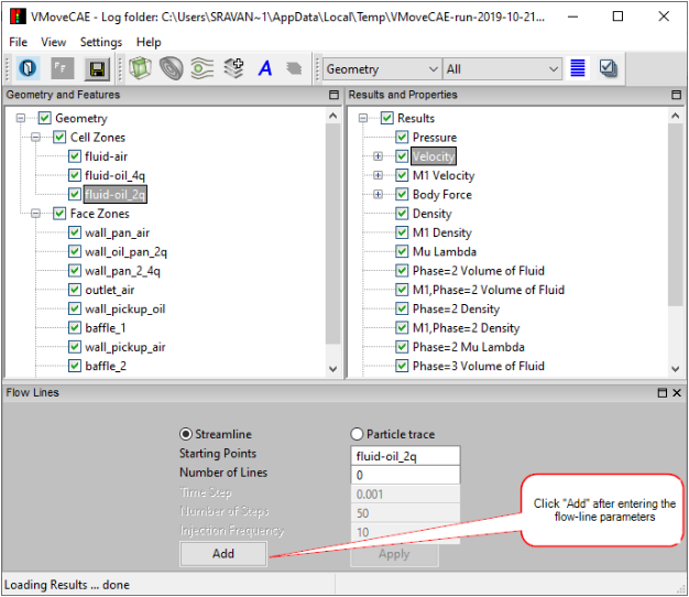 Parameters Entered